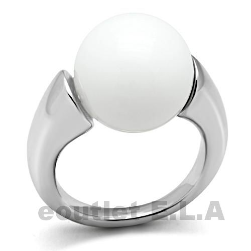 14mm WHITE STONE SOLITAIRE RING- 4 sizes
